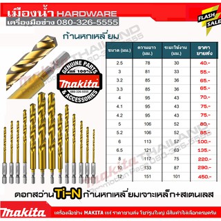 MAKITA ดอกสว่าน ดอกสว่านแกนหกเหลี่ยม Ti-N แท้ 100% เจาะไม้ เจาะเหล็ก D-31192 / D-31217 / D-31223