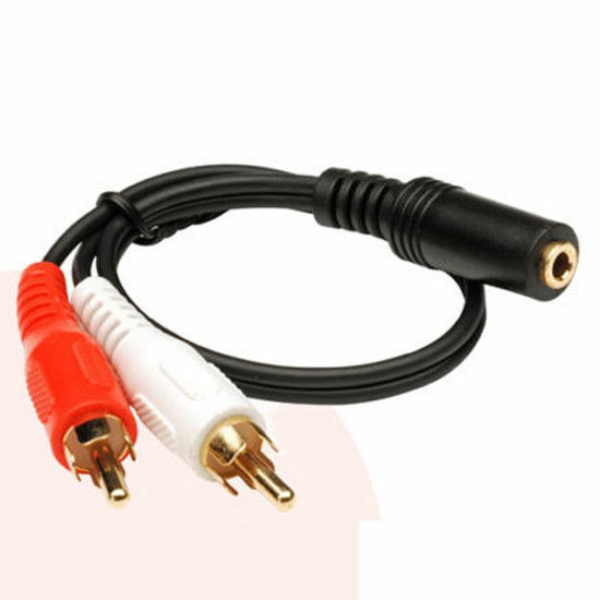 RCA Stereo Audio Splitter Cable Lead 3.5mm Jack Female Socket to 2 x Male Phono 30.cm
