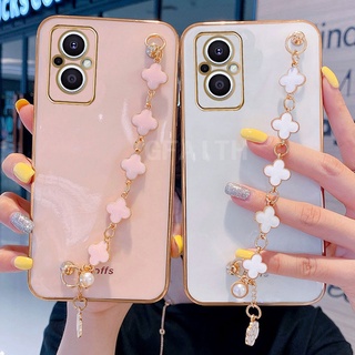 Ready Stock New เคส Oppo Reno 8 Z 5G Reno8 Pro Reno 7 Pro Reno7Z Reno7 5G Thai Version 2022 Fashion Soft Case Plating with Clover Bracelet Cover เคสโทรศัพท์ OPPO Reno8Z Reno8Pro