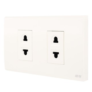 ชุดเต้ารับ 2 ขา 2 ช่อง EVE 570016 สีขาว SINGLE SOCKET SET EVE 570016 2-PIN 2-GANG WHITE