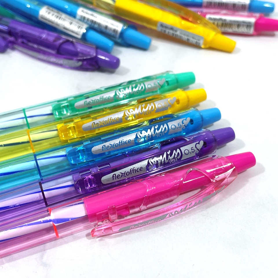 [แพ็คละ 3 ด้าม/6ด้าม/12 ด้าม] ปากกาลูกลื่น Flex Office รุ่น FO-GELB015 ขนาด 0.5 มม. ปากกาหมึกน้ำมัน ปากกา สีน้ำเงิน/แดง - รูปที่ 2