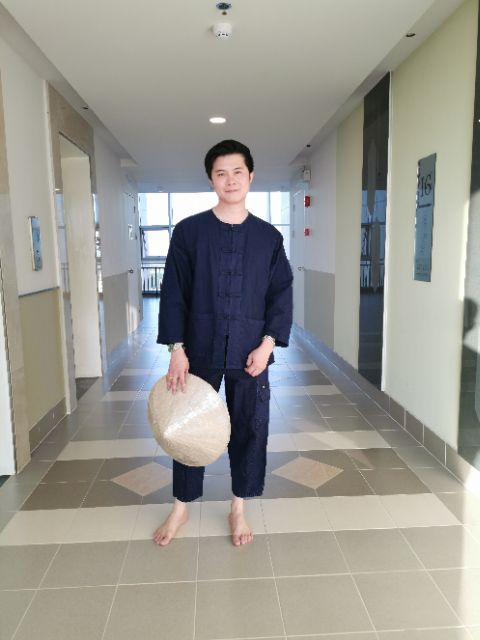 เสื้อหม้อฮ่อมคอกลมแขนยาว กระดุมจีน สินค้าจากร้านหม้อฮ่อมคำปาย แบบดั้งเดิม original ผ้าฟอกสวย ขึ้นลาย