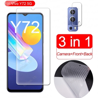 ฟิล์มกระจกนิรภัยกันรอยหน้าจอ สีใส 3 in 1 สำหรับ Vivo Y72 5G Vivo Y20s Y20i Y11D Y12 Y17 Y15 Y19 2020