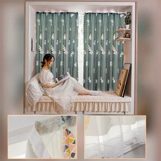 ผ้าม่าน2ชั้น ไม่เจาะไม่ต้องใช้ราว บังแดด มองไม่ทะลุ พิมพ์ลายสวยงาม หลายสีตรงใจ (แถมอุปกรณ์+สายรัด) พร้อมส่ง พร้อมใช้งาน