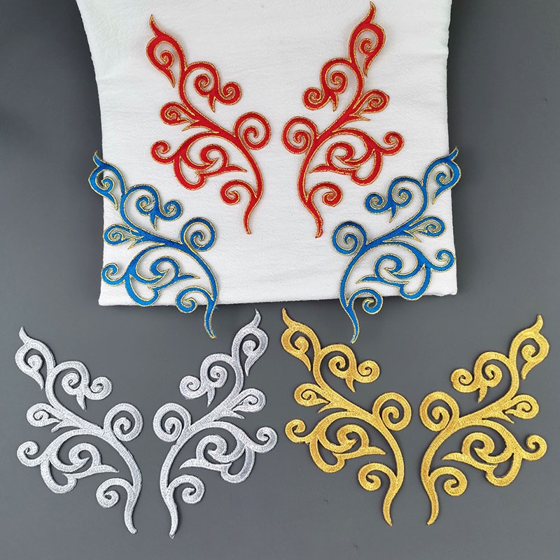 แผ่นแพทช์ รีดติดเสื้อ สีทอง 17x9 ซม. 1 คู่