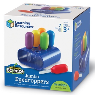 Learning Resources, Primary Science® Jumbo Eyedroppers with Stand ชุดหลอดหยดจัมโบ้พร้อมขาตั้ง 6 ชิ้น ของเล่นเด็ก 3 ปี+