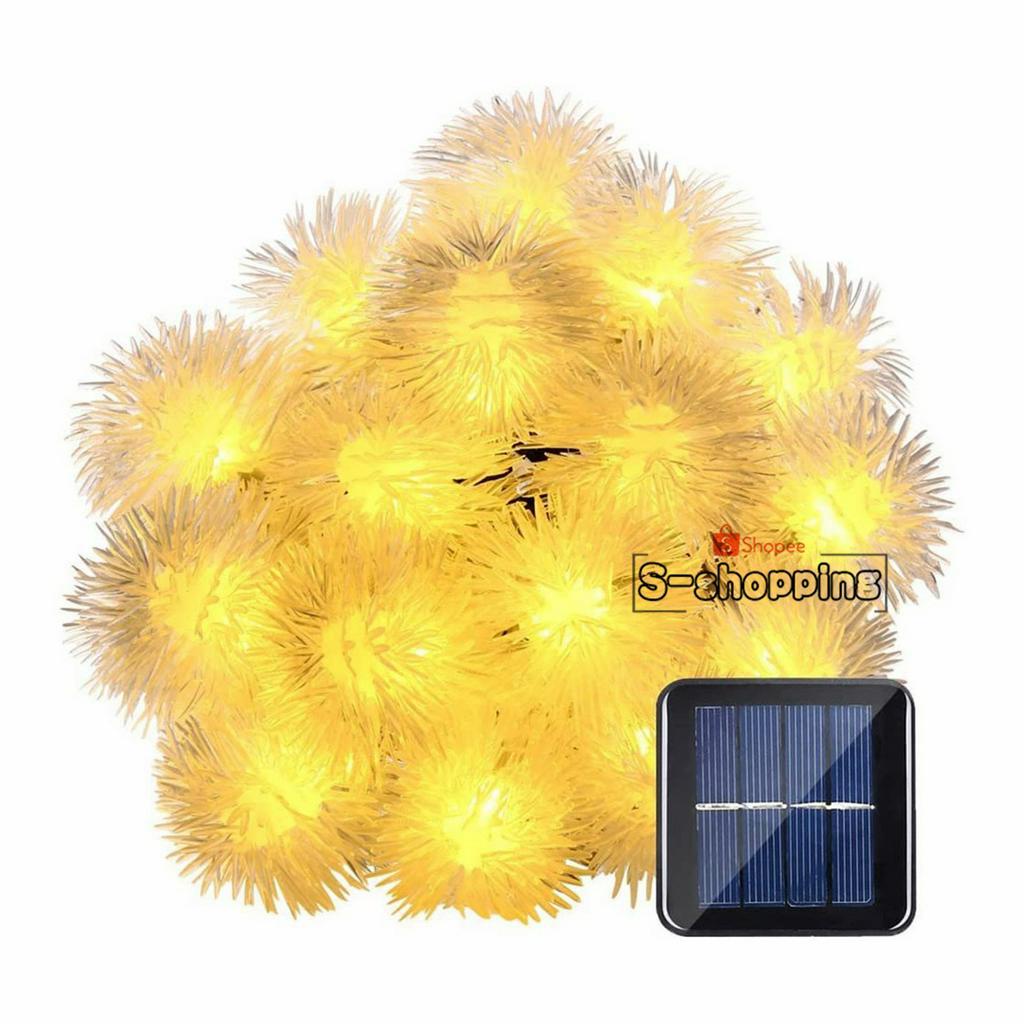 ไฟเหลือง JX-BALL 40LED Solar light 8 โหมด 8m โคมไฟพลังงานแสงอาทิตย์สำหรับตกแต่ง