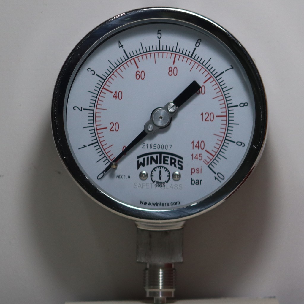 Pressure Gauge SS316 4", 3/8" BSP , 0-10 bar/psi