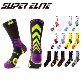 Colorful Men Athletic Trendy Socks Professional Ventilated Basketball Sports Socks Fashion Elastic Running Socks Non-slip