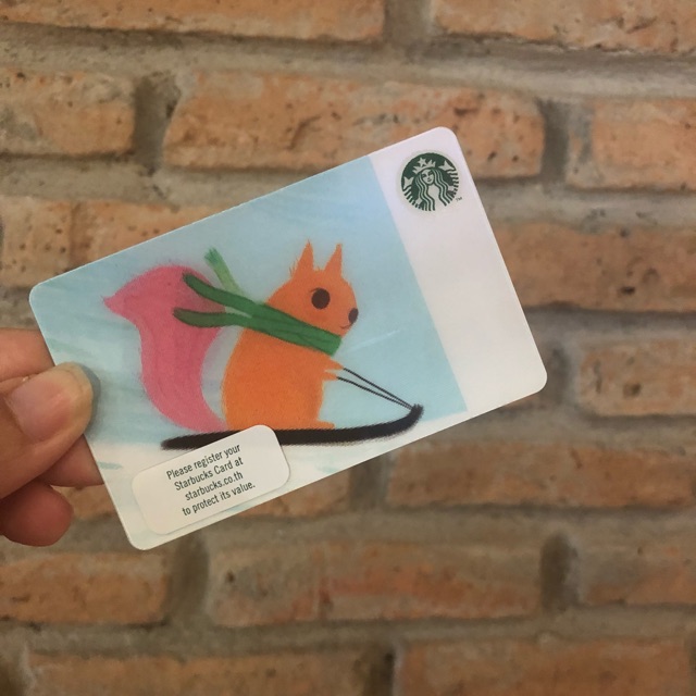 Starbucks card เปล่าไม่ขูดพิน กระรอกกระพริบตาได้