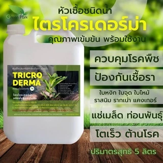 ไตรโคเดอร์มา เชื้อสด ชนิดน้ำ ขนาด 5 ลิตร ควบคุมโรค เชื้อรา ราก โคนเน่า ใบหงิก แคงเกอร ใบจุด ชีวภาพ ไม้ด่าง Trichoderma