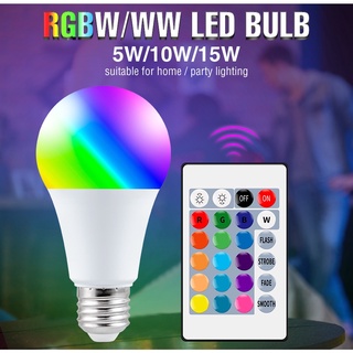 หลอดไฟ Led RGB E27 5W 10W 15W หรี่แสงได้ AC85-265V