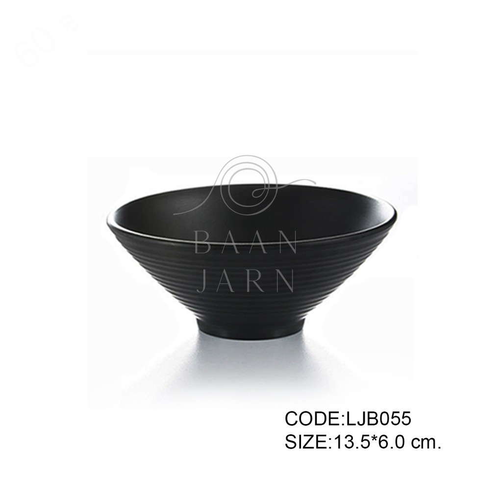 5.3 นิ้ว ถ้วยแบ่ง บิงซู เมลามีน ใส่ขนม ของหวาน ญี่ปุ่น สีดำ ราคาถูก black bowl (LJB055)