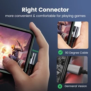 Ugreen สายเคเบิลไนล่อนถัก มุมขวา 90 องศา 3A MFI USB-C เป็น Lightning สําหรับ iPhone 13 12 11 8 Pro Max iPhone 14 14 Max 14 Pro Pro Max