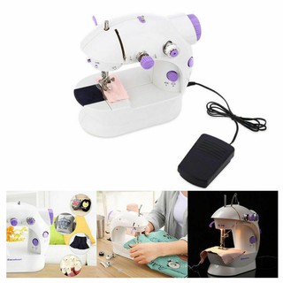 เครื่องจักรเย็บผ้าขนาดเล็ก พกพาสะดวก รุ่น Mini Sewing Machine (สีม่วง