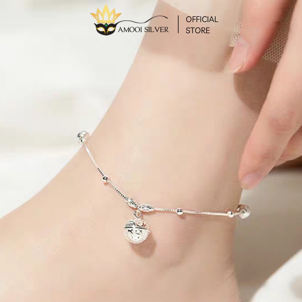 S925 สร้อยข้อเท้ามุกสีเงิน - Amoi Silver AC30