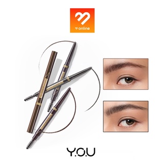 Y.O.U Teardrop Brow Definer วายโอยู ดินสอเขียนคิ้ว หัวตัด แบบมีแปรงปัดในตัว เขียนคิ้ว เนื้อแน่น กันน้ำ 0.25กรัม