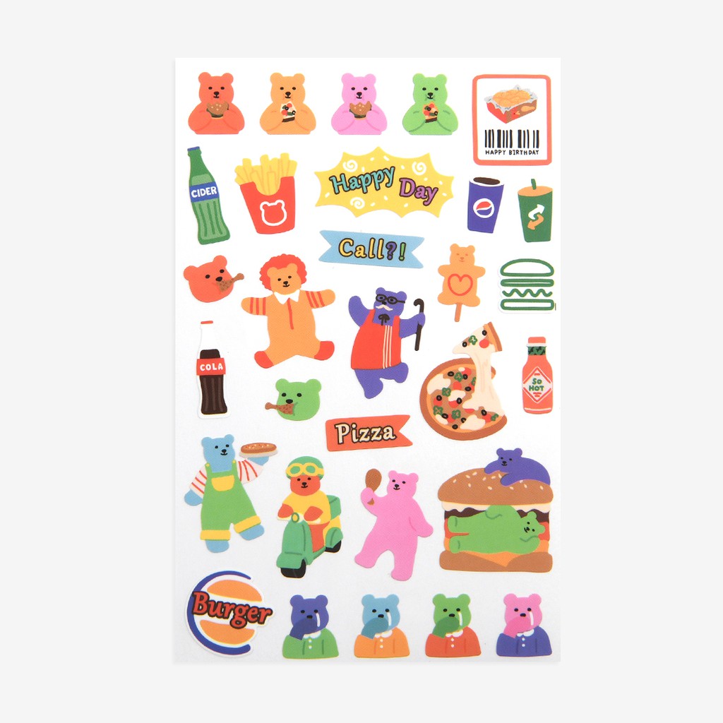 Jelly Bear Sticker ลาย 17-24 สติ๊กเกอร์เจ้าหมีจิ๋ว จาก Dailylike ลิขสิทธิ์แท้