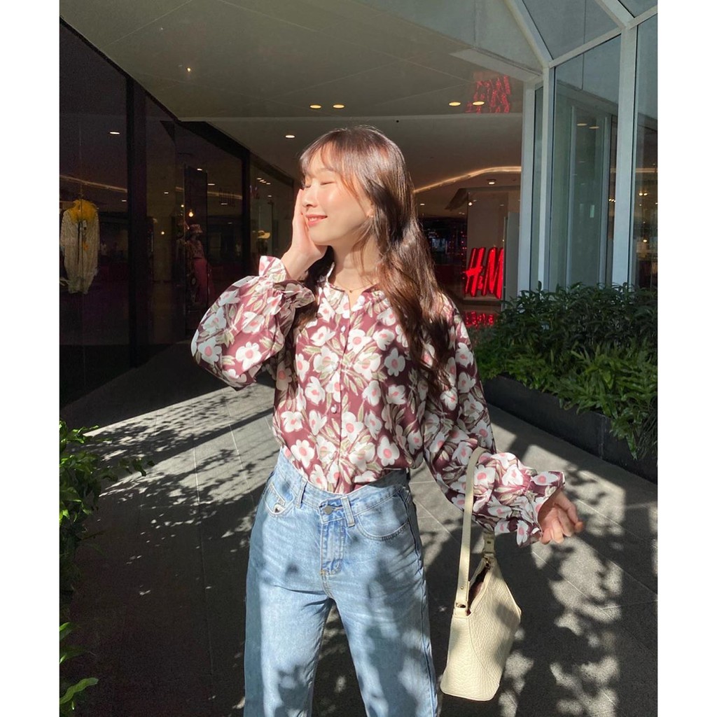 stylist_shop | top268 เสื้อคอจีน ลายดอกไม้ รุ่นนี้ลายผ้าสวยมากกกมีความญี่ปุ่นๆ（c6e2iqh1zm）