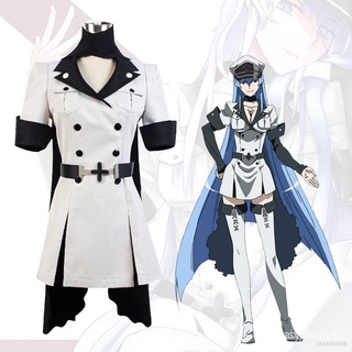 Akame ga KILL Esdeath Cosplay Long Sleeve Jacket Scarf Belt Hat Costume Set Uniform Suit and Wig