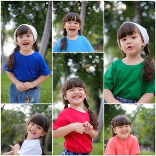 เสื้อเด็กS,M,L,XL แขนสั้นสีพื้น 19 สี COTTON100%