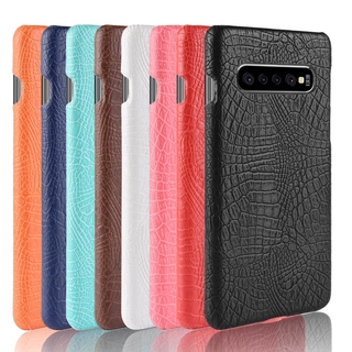 Samsung Galaxy S10 Plus S10E เคสแฟชั่น ลายหนังจระเข้ แข็ง PC PU ฝาหลัง Galaxy S10 / S10 + พลาสติกแข็ง เคสโทรศัพท์