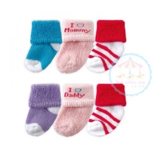 แพ็ค 3 คู่ Luvable Friends I ❤️ Mommy/Daddy 3 Pair Socks (0-3 เดือน)