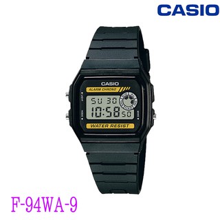 Casio Standard นาฬิกาข้อมือผู้ชาย สีดำ สายเรซิ่น รุ่น F-94WA-9DG