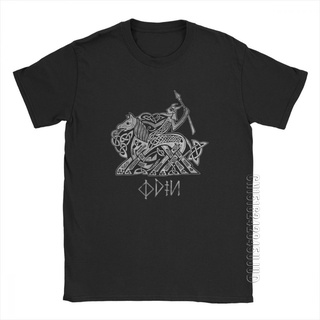 เสื้อยืด ผ้าฝ้าย พิมพ์ลาย Viking Odin Riding Into Valhalla On Sleipnir Streetwear สีขาว สําหรับผู้ชาย 2022S-5XL