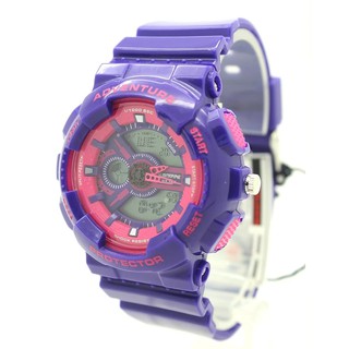 Submariner นาฬิกาข้อมือผู้หญิง/เด็ก สายยาง2ระบบ(เข็มและDigital)-SS20046(Purple)