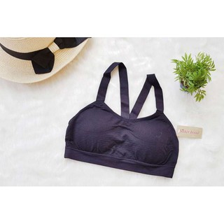 Sport Bra ฟรีไซส์  สปอตบราเสริมฟองน้ำ ด้านหลังลายตาราง อัพทรงสวย