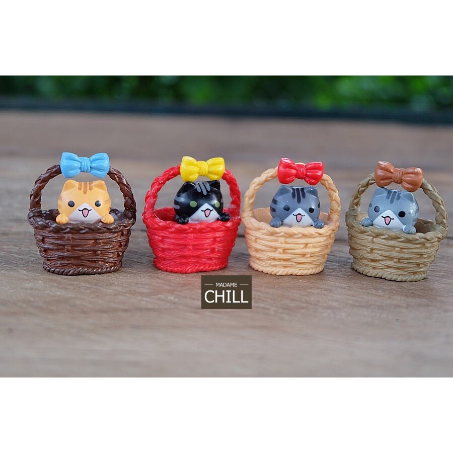 [MC328] ตุ๊กตุ่นจิ๋ว แมวในตะกร้า (1 ตัว ราคา 22 บาท | 1 เซต (4 สี) ราคา 80 บาท)
