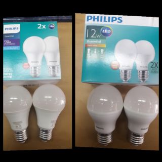 Phillips หลอดไฟ LED รุ่น Essential ฟิลลิปส์ หลอดแพ็คคู๋ราคาโปรโมชั่น มีให้เลือก 9W Daylight และ 12W Warmwhite