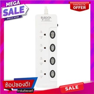 รางปลั๊กไฟ 4 ช่อง 4 สวิตช์ ELECKTA ET443M-SCL 3 ม. ปลั๊กพ่วง POWER STRIP ELECKTA ET443M-SCL 4-OUTLET 4-SWITCH 3M