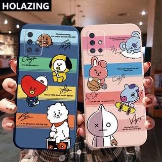 เคสโทรศัพท์มือถือ ขอบสี่เหลี่ยม ลายการ์ตูน BTS แฟชั่น สําหรับ Samsung Galaxy A31 A32 4G A52 A72 5G A11 A51 A71 A10S A50 A30S A20S M42