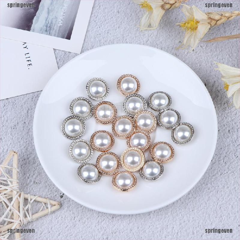 [77HOT] กระดุมโลหะ ประดับมุก สําหรับเย็บผ้า สมุดภาพ งานฝีมือ DIY 10 ชิ้น