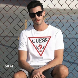 Guess เสื้อยืดลําลอง ผ้าฝ้าย แขนสั้น คอกลม พิมพ์ลาย แฟชั่นสําหรับผู้ชายS-5XL