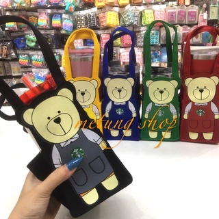 น่ารักฝุดๆ❤️ ️กระเป๋าใส่แก้ว หมีบาริสต้า