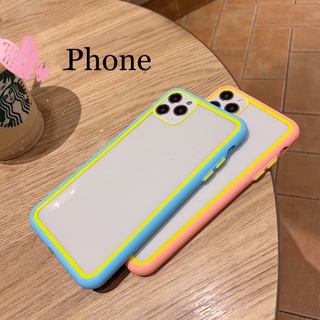 เคสขอบสีสายรุ้ง เคสหลังใสสำหรับiphone x/xs XR xsmax ip 11,ip11promax,SE 2020,7G/8G,6+/7plus