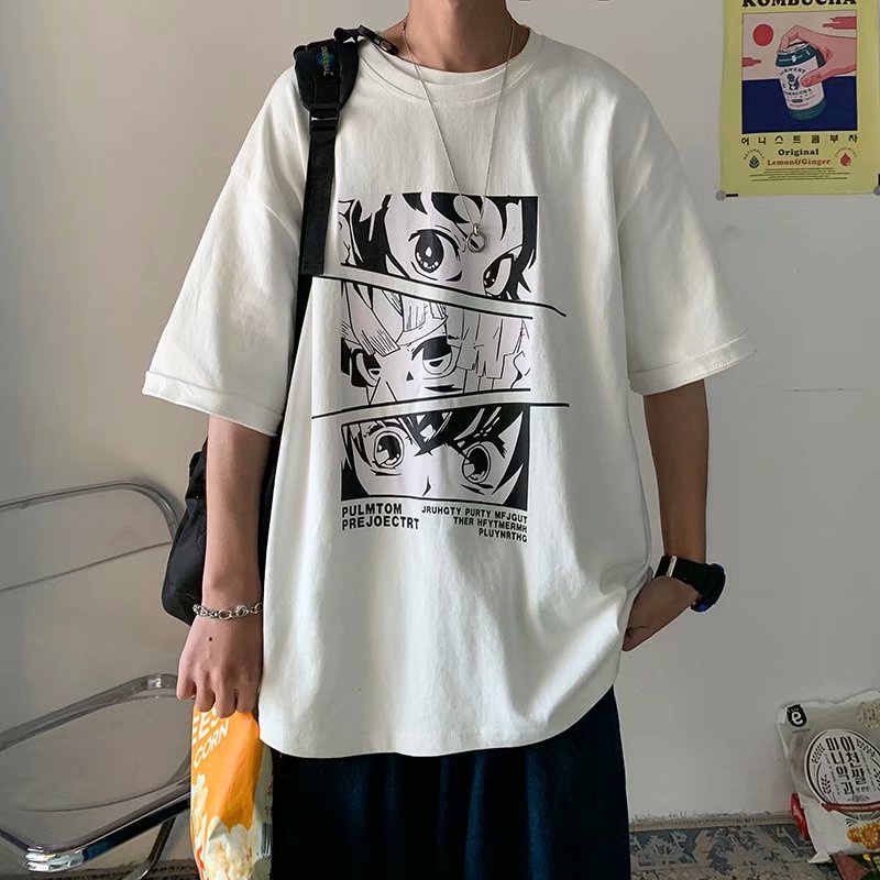 【S-8XL】เสื้อยืดคอกลม แขนสั้น พิมพ์ลายการ์ตูน สไตล์ฮิปฮอป สตรีท ญี่ปุ่น ทรงหลวม ใส่สบาย โอเวอร์ไซซ์ สําหรับผู้ชาย