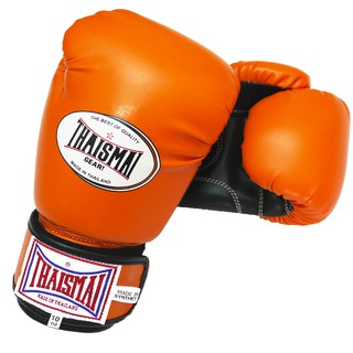 Thaismai นวมมวย รุ่น BG-124 - สีส้ม/ดำ หนังเทียม - Boxing Gloves Orange/Black BG-124 PU