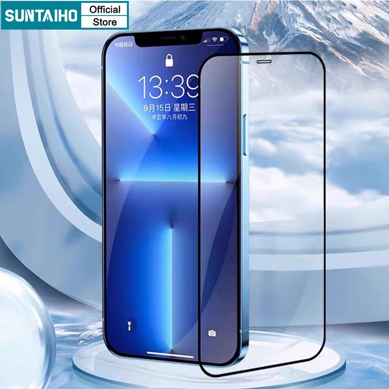 Suntaiho สําหรับ IP 14 Plus กระจกนิรภัยโค้งเต็มรูปแบบป้องกันหน้าจอ 9D HD สําหรับ iPhone 11 Pro XS MAX XR X 10 SE 7 8 6s Plus ฟิล์มแก้ว Suntaiho