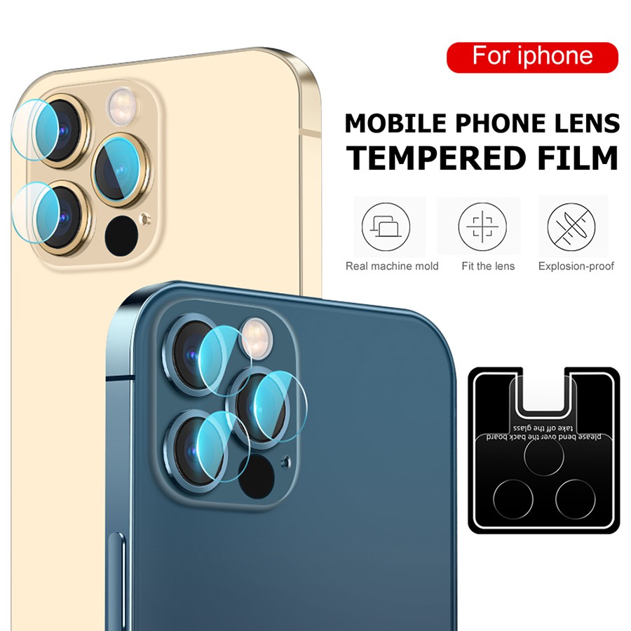 กระจกกันรอยเลนส์กล้อง สำหรับ iPhone 11 12 13 14 15 16 Pro Max X XR XS Max 6 6S 7 8 Plus