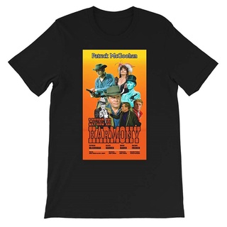 เสื้อยืดคอกลมcrew neckเสื้อยืด มีฮู้ด ลาย Living in Harmony The Prisoner Patrick Mcgoohan Cow Western Teion Sci Fi สําหร