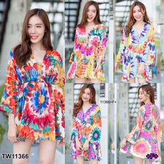 👗Pfashion [ส่งไว!!🚛] P11366 เดรสมัดย้อมแขนยาว Long Sleeve Tie-Dye Dress