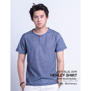 Light Blue henley shirt เสื้อยืด SALE 199