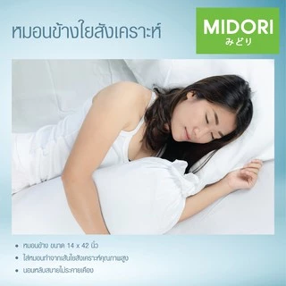 MIDORI Home หมอนข้างขาว (1ใบ) ใยแน่น กอดนุ่มฟู (ฟรี!!!! ปลอกหมอนข้าง*คละลาย)