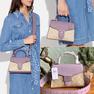 🎀 (สด-ผ่อน) กระเป๋าสะพาย 8.5 นิ้ว สีม่วง CA233 Coach Pepper Satchel In Signature