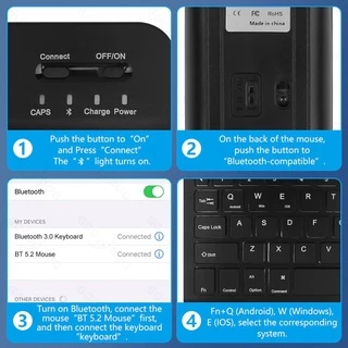 GOOJODOQ เคสแท็บเล็ต & ชุดคีย์บอร์ดและเมาส์ Bluetooth, เคสสำหรับ Air 4, 7/8/9 Gen 10.2 (สามชิ้น)