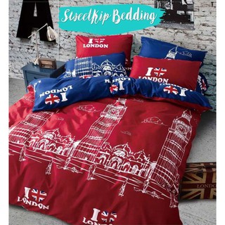 Sweet Kip Bedding ผ้าปูที่นอนขนาด 3.5ฟุต, 5ฟุต, 6ฟุต พร้อมผ้านวมขนาด 180 x 220 เซ็นติเมตร รวม 6 ชิ้น ลายลอนดอน